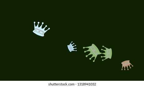 Elegant vector background with colored crowns. Simple gentle template for the card, invitation, printing. Fashionable decoration with beautiful crowns.
