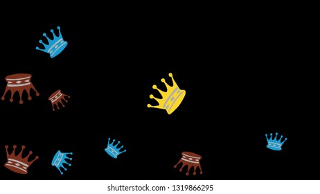 Elegant vector background with colored crowns. Simple gentle template for the card, invitation, printing. Fashionable decoration with beautiful crowns.
