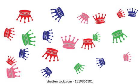 Elegant vector background with colored crowns. Simple gentle template for the card, invitation, printing. Fashionable decoration with beautiful crowns.

