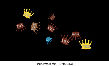 Elegant vector background with colored crowns. Simple gentle template for the card, invitation, printing. Fashionable decoration with beautiful crowns.

