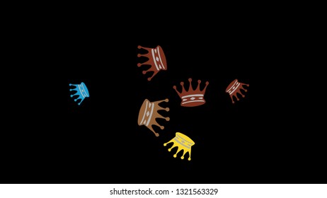 Elegant vector background with colored crowns. Simple gentle template for the card, invitation, printing. Fashionable decoration with beautiful crowns.
