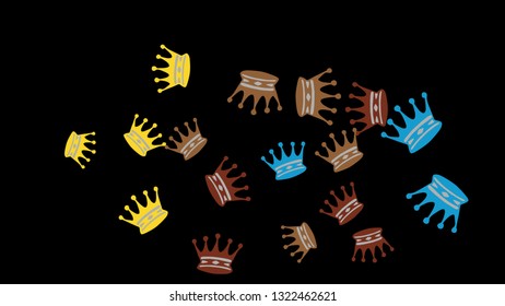 Elegant vector background with colored crowns. Simple gentle template for the card, invitation, printing. Fashionable decoration with beautiful crowns.
