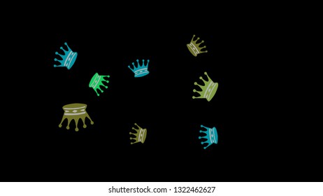 Elegant vector background with colored crowns. Simple gentle template for the card, invitation, printing. Fashionable decoration with beautiful crowns.
