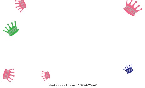 Elegant vector background with colored crowns. Simple gentle template for the card, invitation, printing. Fashionable decoration with beautiful crowns.
