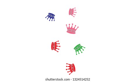 Elegant vector background with colored crowns. Simple gentle template for the card, invitation, printing. Fashionable decoration with beautiful crowns.
