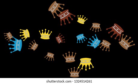 Elegant vector background with colored crowns. Simple gentle template for the card, invitation, printing. Fashionable decoration with beautiful crowns.
