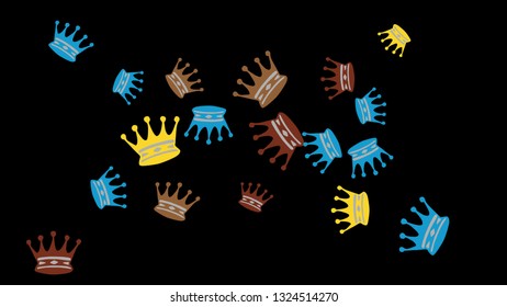 Elegant vector background with colored crowns. Simple gentle template for the card, invitation, printing. Fashionable decoration with beautiful crowns.
