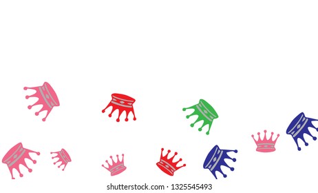 Elegant vector background with colored crowns. Simple gentle template for the card, invitation, printing. Fashionable decoration with beautiful crowns.

