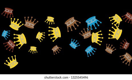 Elegant vector background with colored crowns. Simple gentle template for the card, invitation, printing. Fashionable decoration with beautiful crowns.
