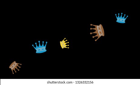 Elegant vector background with colored crowns. Simple gentle template for the card, invitation, printing. Fashionable decoration with beautiful crowns.
