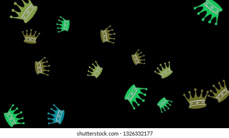 Elegant vector background with colored crowns. Simple gentle template for the card, invitation, printing. Fashionable decoration with beautiful crowns.
