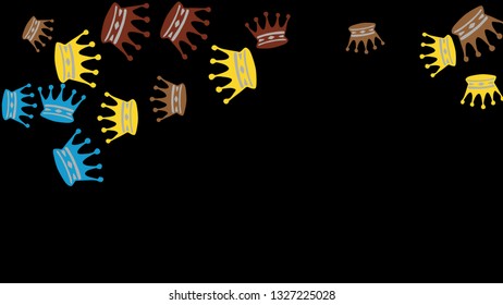 Elegant vector background with colored crowns. Simple gentle template for the card, invitation, printing. Fashionable decoration with beautiful crowns.
