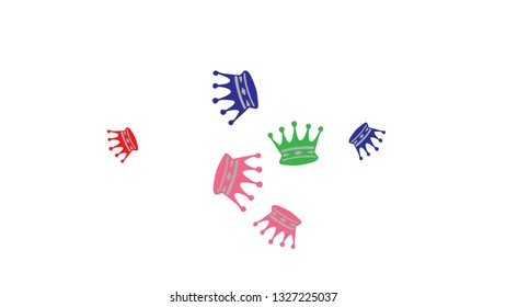 Elegant vector background with colored crowns. Simple gentle template for the card, invitation, printing. Fashionable decoration with beautiful crowns.

