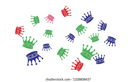 Elegant vector background with colored crowns. Simple gentle template for the card, invitation, printing. Fashionable decoration with beautiful crowns.
