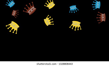 Elegant vector background with colored crowns. Simple gentle template for the card, invitation, printing. Fashionable decoration with beautiful crowns.
