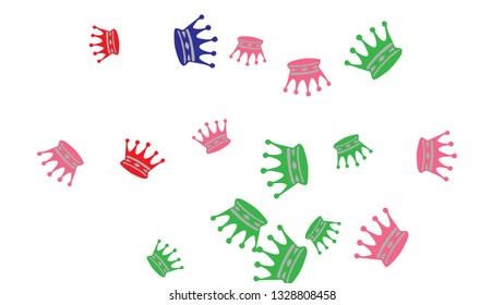 Elegant vector background with colored crowns. Simple gentle template for the card, invitation, printing. Fashionable decoration with beautiful crowns.
