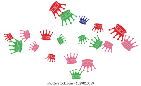 Elegant vector background with colored crowns. Simple gentle template for the card, invitation, printing. Fashionable decoration with beautiful crowns.
