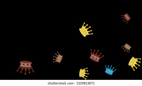 Elegant vector background with colored crowns. Simple gentle template for the card, invitation, printing. Fashionable decoration with beautiful crowns.
