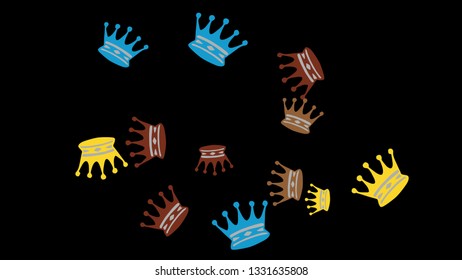Elegant vector background with colored crowns. Simple gentle template for the card, invitation, printing. Fashionable decoration with beautiful crowns.
