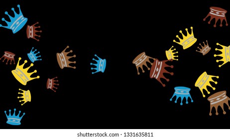 Elegant vector background with colored crowns. Simple gentle template for the card, invitation, printing. Fashionable decoration with beautiful crowns.

