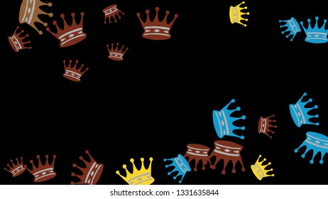 Elegant vector background with colored crowns. Simple gentle template for the card, invitation, printing. Fashionable decoration with beautiful crowns.
