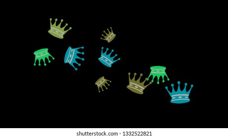 Elegant vector background with colored crowns. Simple gentle template for the card, invitation, printing. Fashionable decoration with beautiful crowns.
