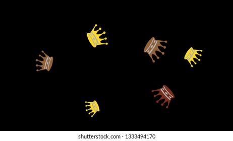 Elegant vector background with colored crowns. Simple gentle template for the card, invitation, printing. Fashionable decoration with beautiful crowns.
