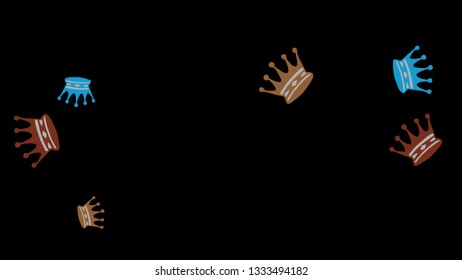 Elegant vector background with colored crowns. Simple gentle template for the card, invitation, printing. Fashionable decoration with beautiful crowns.
