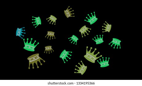 Elegant vector background with colored crowns. Simple gentle template for the card, invitation, printing. Fashionable decoration with beautiful crowns.
