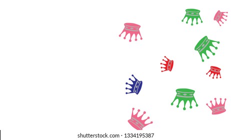 Elegant vector background with colored crowns. Simple gentle template for the card, invitation, printing. Fashionable decoration with beautiful crowns.

