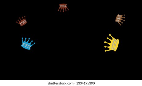 Elegant vector background with colored crowns. Simple gentle template for the card, invitation, printing. Fashionable decoration with beautiful crowns.

