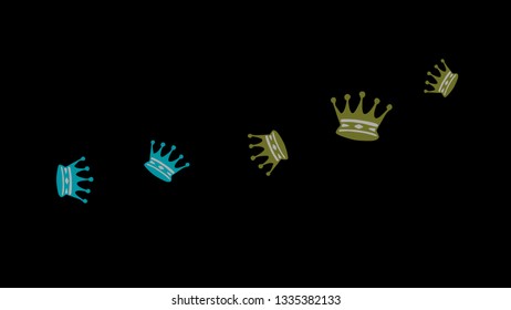 Elegant vector background with colored crowns. Simple gentle template for the card, invitation, printing. Fashionable decoration with beautiful crowns.
