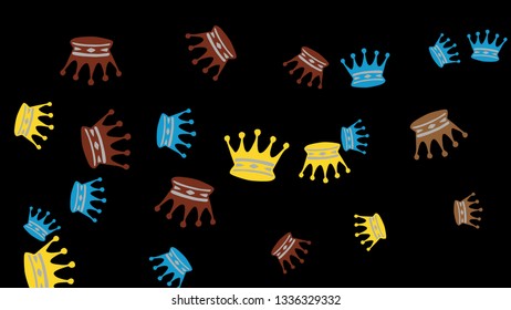 Elegant vector background with colored crowns. Simple gentle template for the card, invitation, printing. Fashionable decoration with beautiful crowns.
