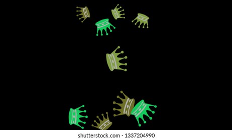 Elegant vector background with colored crowns. Simple gentle template for the card, invitation, printing. Fashionable decoration with beautiful crowns.
