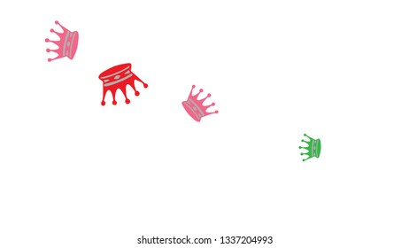 Elegant vector background with colored crowns. Simple gentle template for the card, invitation, printing. Fashionable decoration with beautiful crowns.
