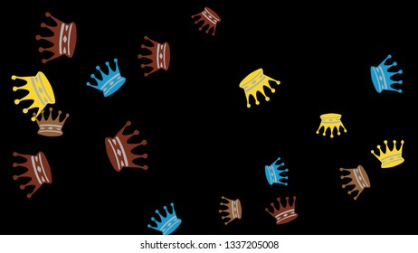 Elegant vector background with colored crowns. Simple gentle template for the card, invitation, printing. Fashionable decoration with beautiful crowns.
