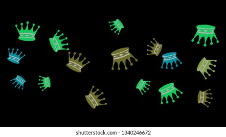 Elegant vector background with colored crowns. Simple gentle template for the card, invitation, printing. Fashionable decoration with beautiful crowns.

