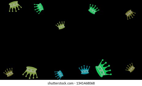Elegant vector background with colored crowns. Simple gentle template for the card, invitation, printing. Fashionable decoration with beautiful crowns.

