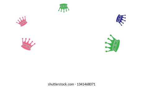 Elegant vector background with colored crowns. Simple gentle template for the card, invitation, printing. Fashionable decoration with beautiful crowns.
