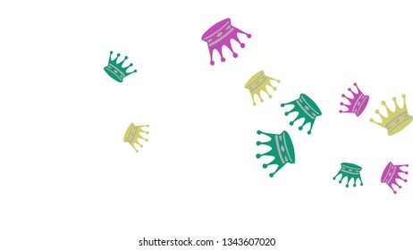 Elegant vector background with colored crowns. Simple gentle template for the card, invitation, printing. Fashionable decoration with beautiful crowns.

