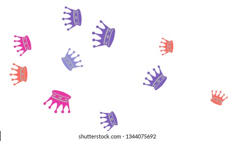 Elegant vector background with colored crowns. Simple gentle template for the card, invitation, printing. Fashionable decoration with beautiful crowns.
