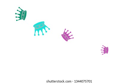 Elegant vector background with colored crowns. Simple gentle template for the card, invitation, printing. Fashionable decoration with beautiful crowns.
