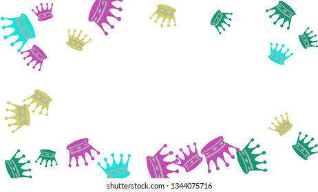 Elegant vector background with colored crowns. Simple gentle template for the card, invitation, printing. Fashionable decoration with beautiful crowns.
