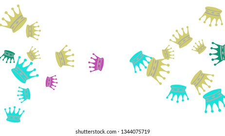 Elegant vector background with colored crowns. Simple gentle template for the card, invitation, printing. Fashionable decoration with beautiful crowns.
