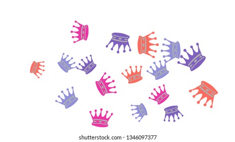 Elegant vector background with colored crowns. Simple gentle template for the card, invitation, printing. Fashionable decoration with beautiful crowns.
