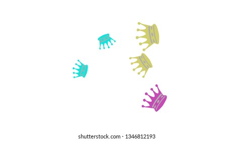 Elegant vector background with colored crowns. Simple gentle template for the card, invitation, printing. Fashionable decoration with beautiful crowns.
