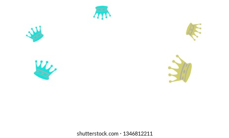 Elegant vector background with colored crowns. Simple gentle template for the card, invitation, printing. Fashionable decoration with beautiful crowns.
