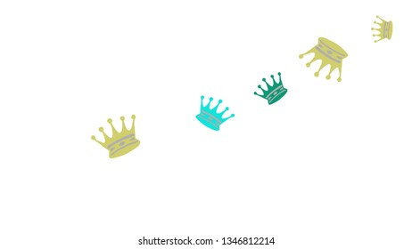 Elegant vector background with colored crowns. Simple gentle template for the card, invitation, printing. Fashionable decoration with beautiful crowns.
