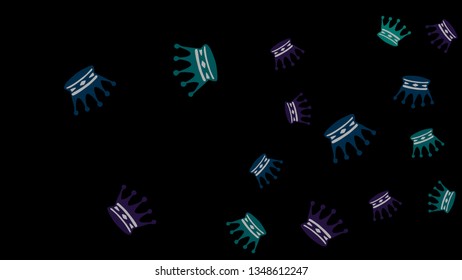 Elegant vector background with colored crowns. Simple gentle template for the card, invitation, printing. Fashionable decoration with beautiful crowns.
