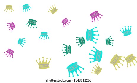 Elegant vector background with colored crowns. Simple gentle template for the card, invitation, printing. Fashionable decoration with beautiful crowns.
